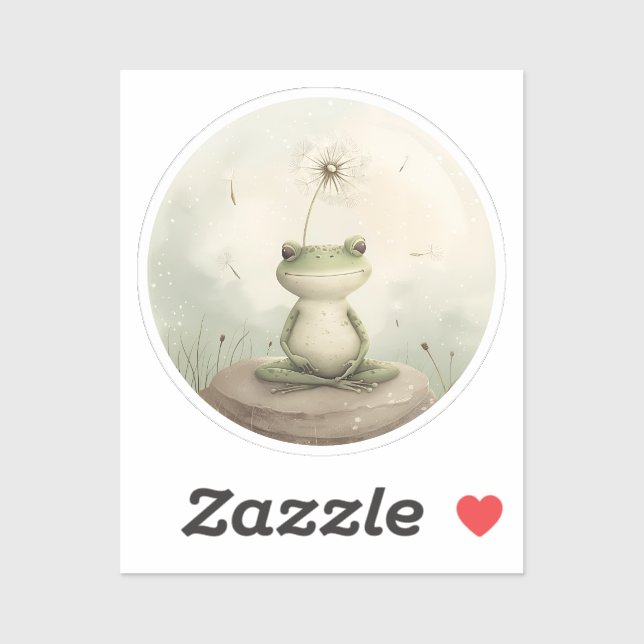 Sticker Dandelion de méditation de grenouille (Feuille)
