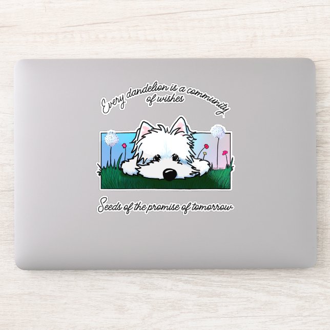Sticker Dandelion Westie Dog Custom-Cut Vinyl (Ordinateur)