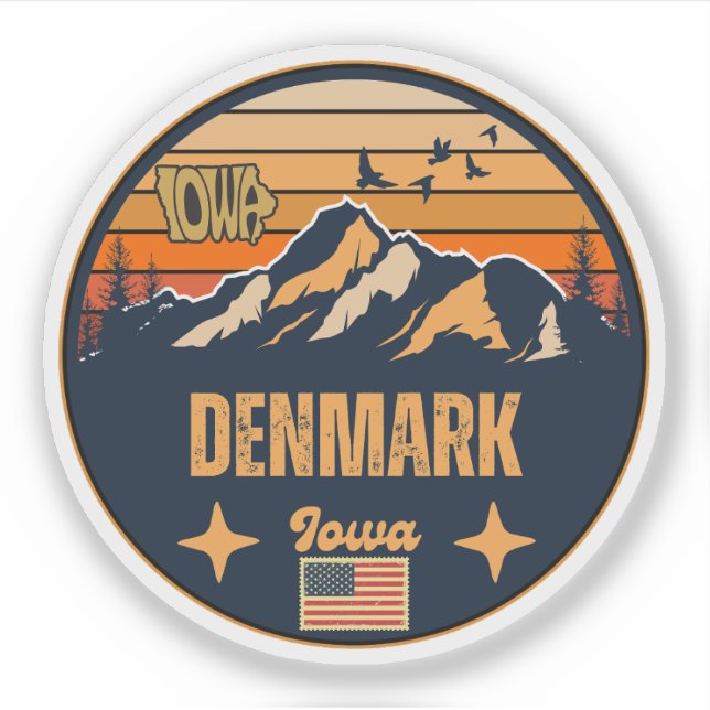 Sticker Danemark, Iowa, États-Unis (Devant)