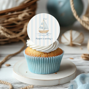 Sticker d'anniversaire Ahoy Nautical Voilier & P