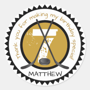 Sticker d'anniversaire de hockey noir et or