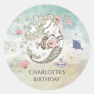 Sticker d'anniversaire Mermaid Watercolor