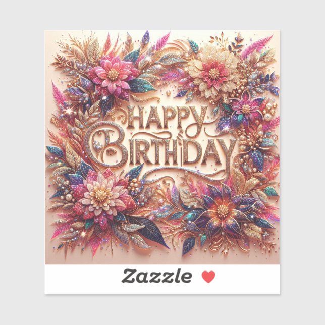 Sticker d'anniversaire radiant Parties scintillant (Feuille)
