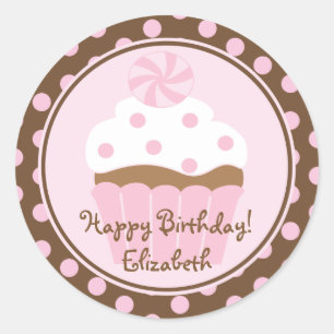 Sticker d'anniversaire rose Cupcake