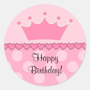 Sticker d'anniversaire rose Princess Crown