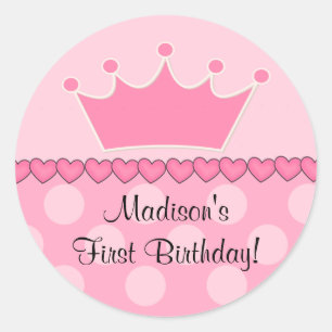 Sticker d'anniversaire rose Princess Crown