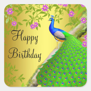 Sticker d'anniversaire Royal Blue Peacock
