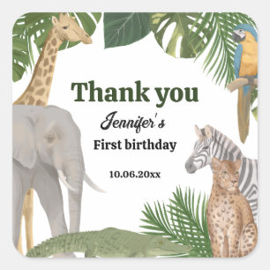 Sticker d'anniversaire Wild One Safari tropical