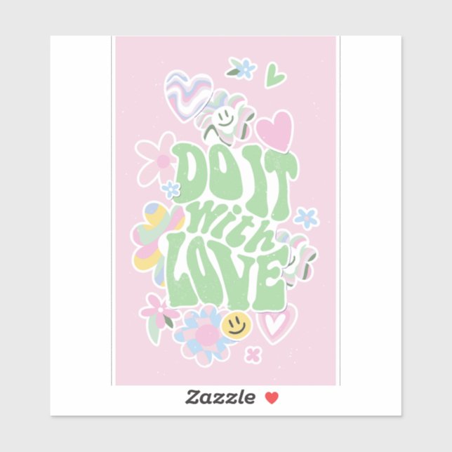 STICKER DANOIS PASTEL RETRO LE FAIRE AVEC AMOUR (Feuille)