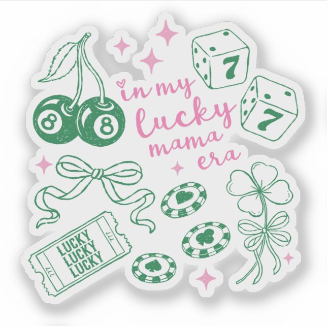 Sticker Dans Mon Ère Maman Chanceuse St Patricks Day Rose (Devant)