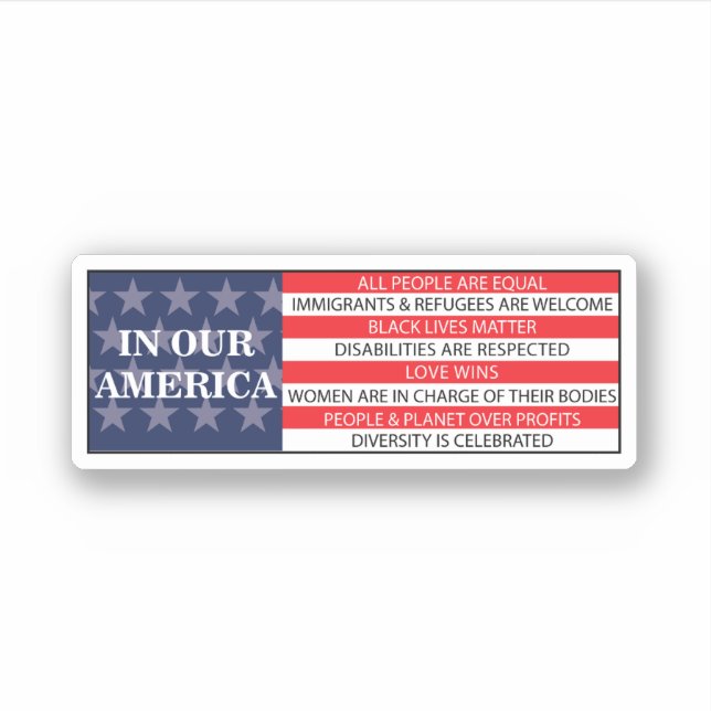 Sticker Dans notre Amérique, tous les peuples sont égaux S (Devant)