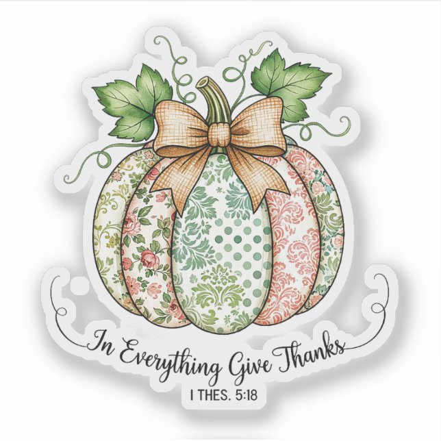 Sticker Dans tout, rendez grâce shabby chic citrouille (Devant)