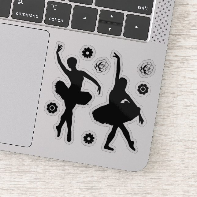 Sticker Danse Ballerine Ballet Fleur Silhouette (Détail)