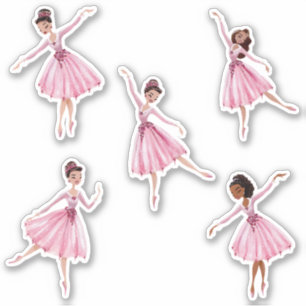 Sticker Danse et danseuses twirl ballerina danseuses roses