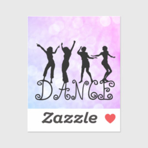 Sticker Danse Silhouette Danseurs Rose Blue Bokeh