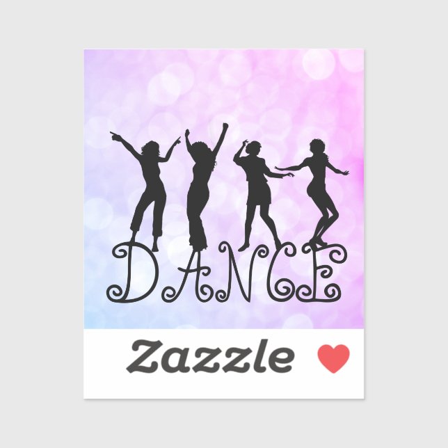 Sticker Danse Silhouette Danseurs Rose Blue Bokeh (Feuille)