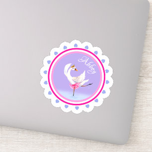 Sticker Danse Whimsical balet cygne violet personnalisé