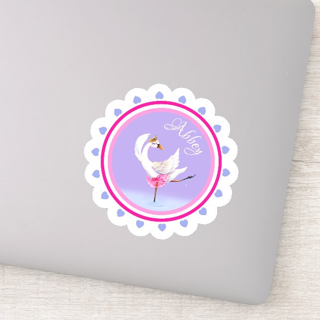 Sticker Danse Whimsical balet cygne violet personnalisé (Détail)