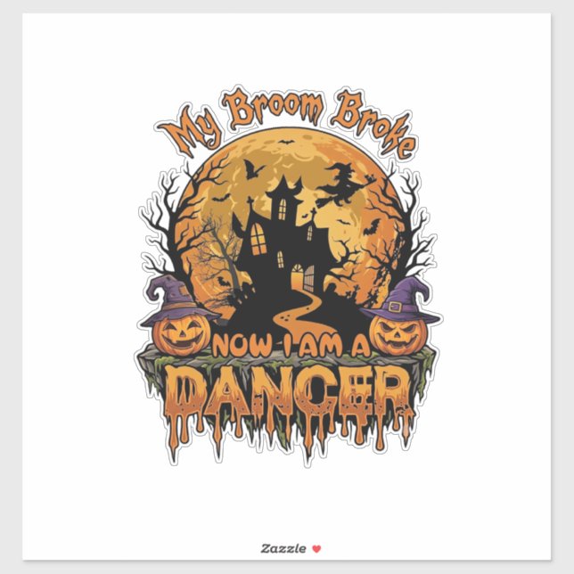 Sticker Danseur de balai cassé Halloween Maison hantée Cit (Feuille)