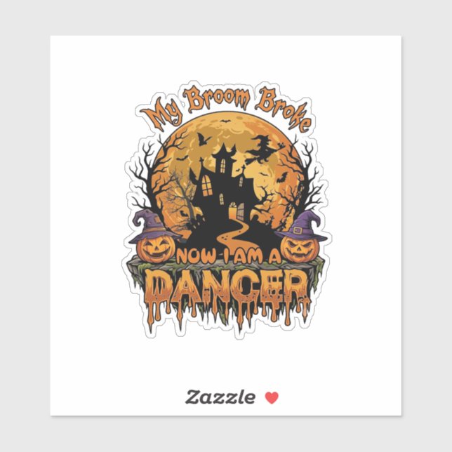 Sticker Danseur de balai cassé Halloween Maison hantée Cit (Feuille)
