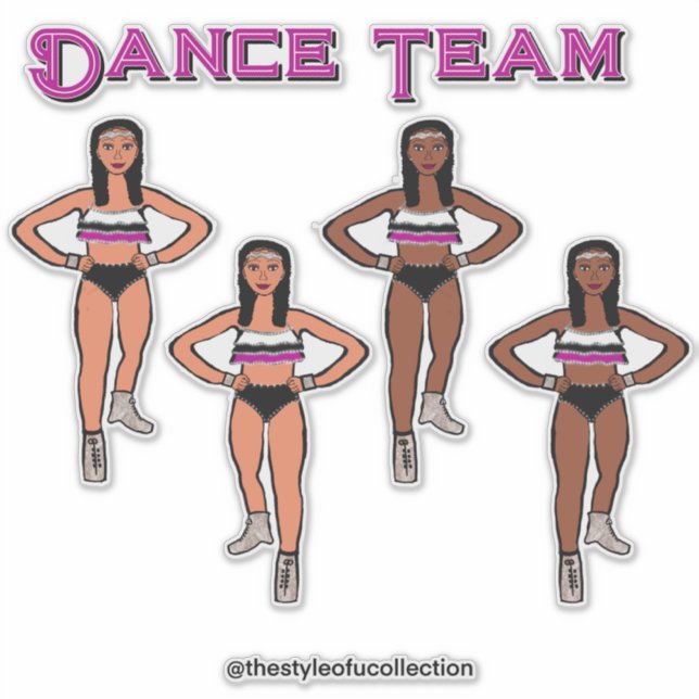 Sticker Danseurs blancs roses (Devant)