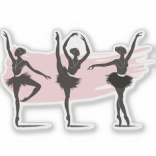 Sticker Danseurs de ballet Silhouette sur pinceau rose