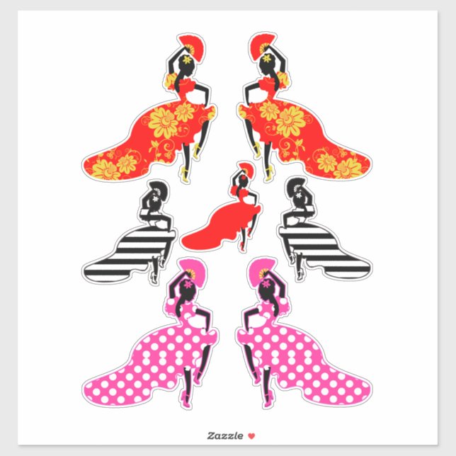 Sticker Danseurs de flamenco de Lady espagnole Silhouette  (Feuille)