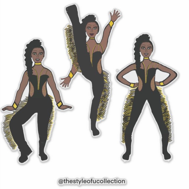 Sticker Danseuse à frange en or noir #1 (Devant)