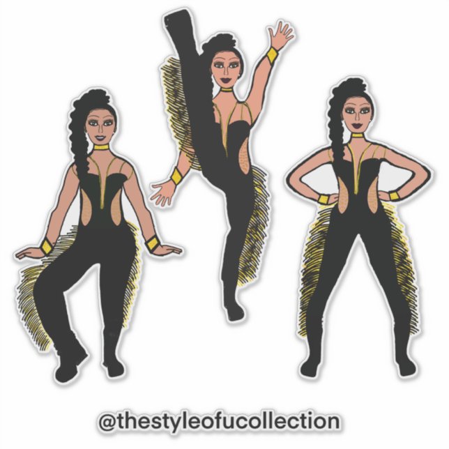 Sticker Danseuse à frange en or noir #2 (Devant)