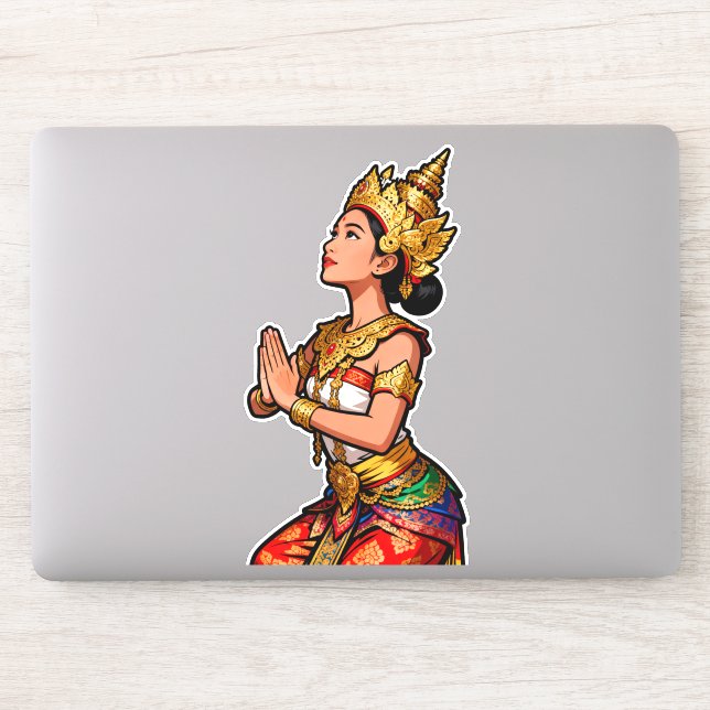 Sticker Danseuse Legong Balinaise Rose (Ordinateur)