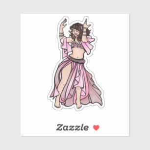 Sticker Danseuse Ventre Rose Saint Valentin Coeur