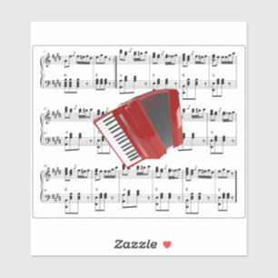 Sticker Dansons la polka, accordéon rouge,