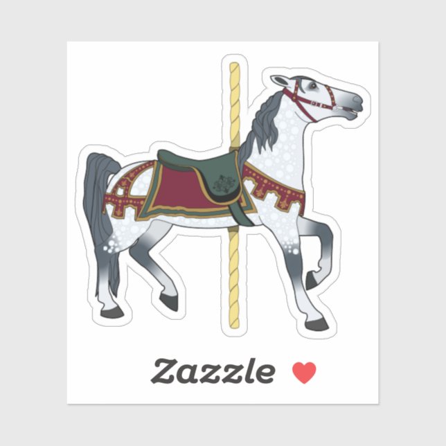 Sticker Dappled Grey Carousel Horse (Feuille)