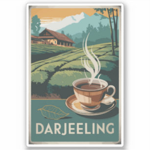 Sticker Darjeeling India Tea Travel Art Vintage