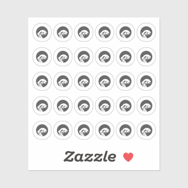 Sticker Dark Grey Fish Wedding Place Cards Meal Choice (Feuille)