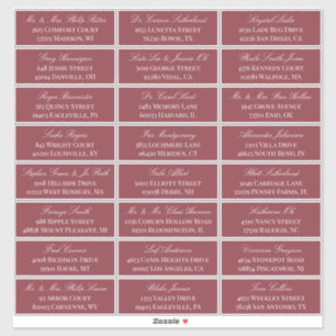 Sticker Dark Red Elegant Script 24 Mariage Adresse du clie