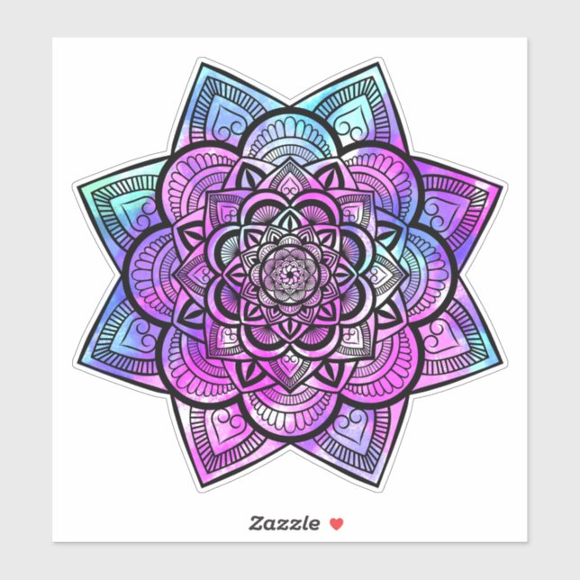 Sticker d'art multicolore géométrique en mandala (Feuille)