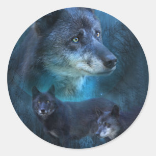 Sticker d'art Wolf bleu