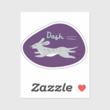 "dash" mignon chien gris illustré long chien pourp