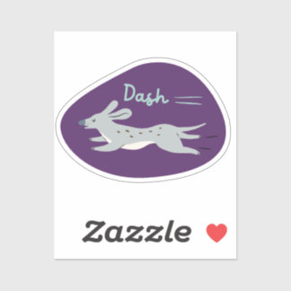 Sticker "dash" mignon chien gris illustré long chien pourp