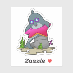 Sticker Dauphin avec lunettes