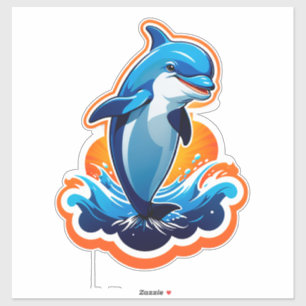Sticker Dauphin Bleu sautant par-dessus les vagues de l'oc