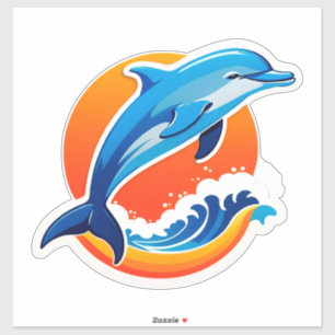 Sticker Dauphin Bleu sautant par-dessus les vagues de l'oc