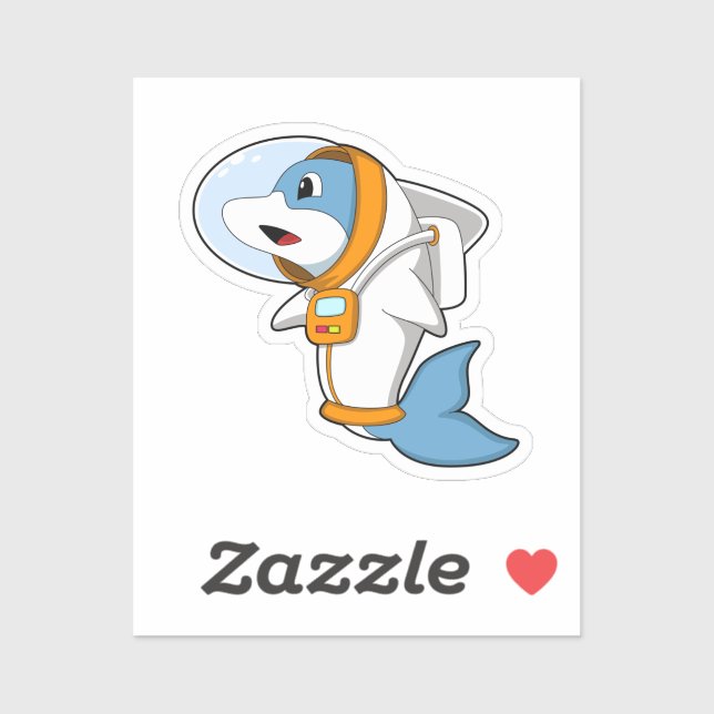 Sticker Dauphin en astronaute avec costume (Feuille)