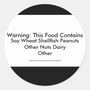 Sticker d'avertissement d'allergie alimentaire