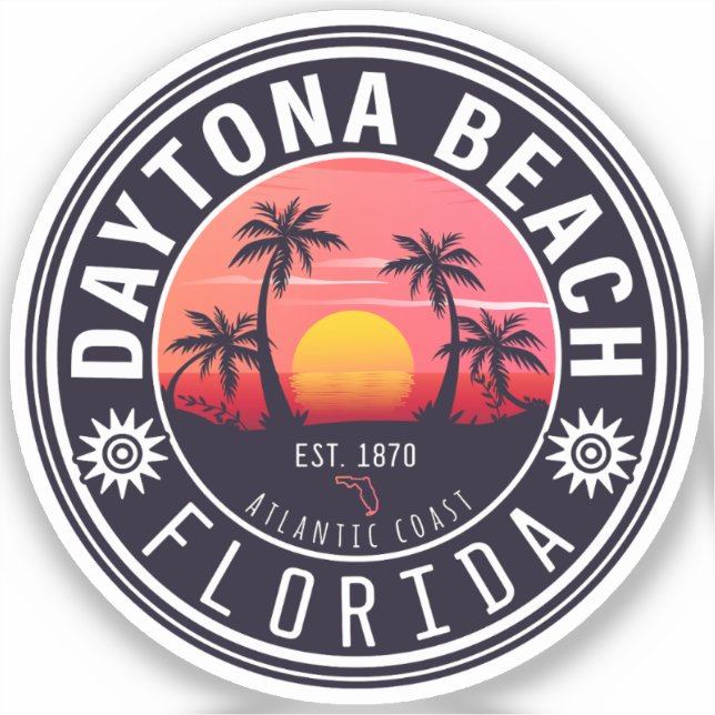 Sticker Daytona Beach Floride Palmiers Souvenirs 60s (Recto)