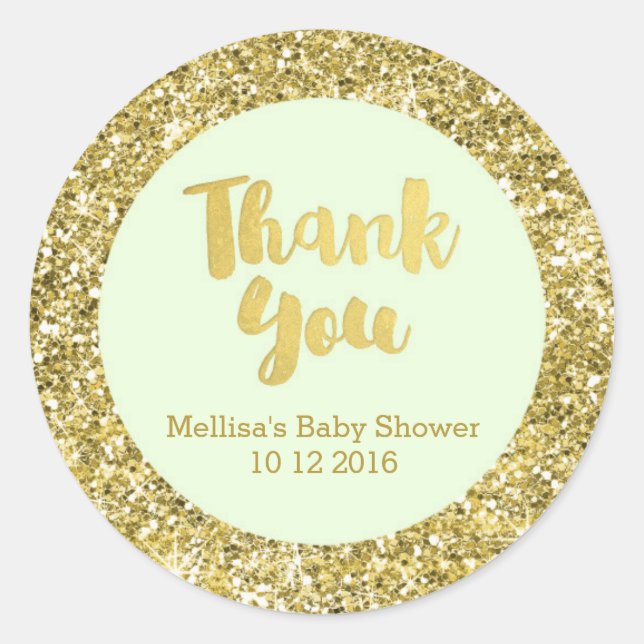 Sticker de Baby shower de Monnaie d'or Favoriser M (Devant)