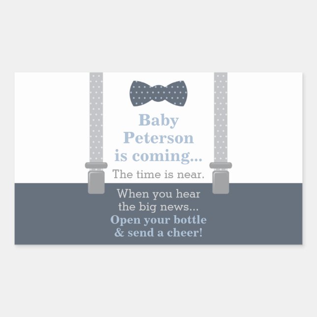 Sticker de baby shower, Petit Homme, Cravate de bo (Devant)