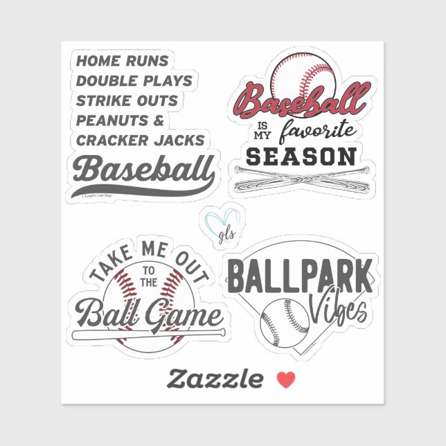 Sticker de baseball Pack 1 par GraphicLoveShop (Feuille)