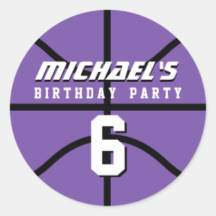 Sticker de basket-ball violet Sports Anniversaire